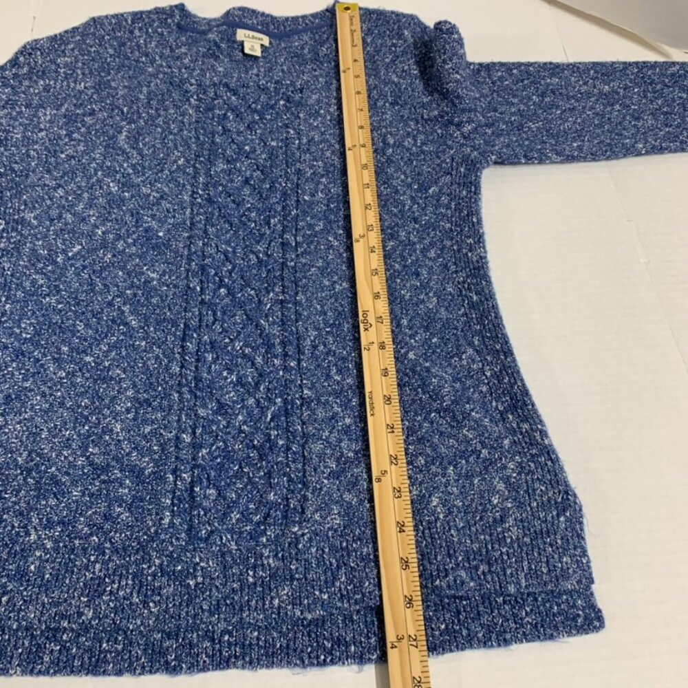 LL Bean Womens Medium Blue Cable Knit Sweater - Picture 7 of 9